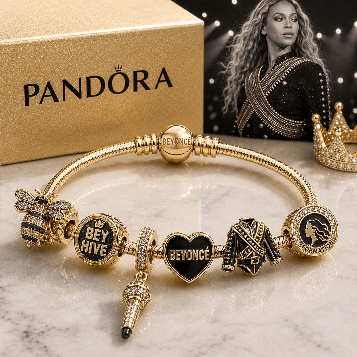 BYC Gold Charm Bracelet Set VTH