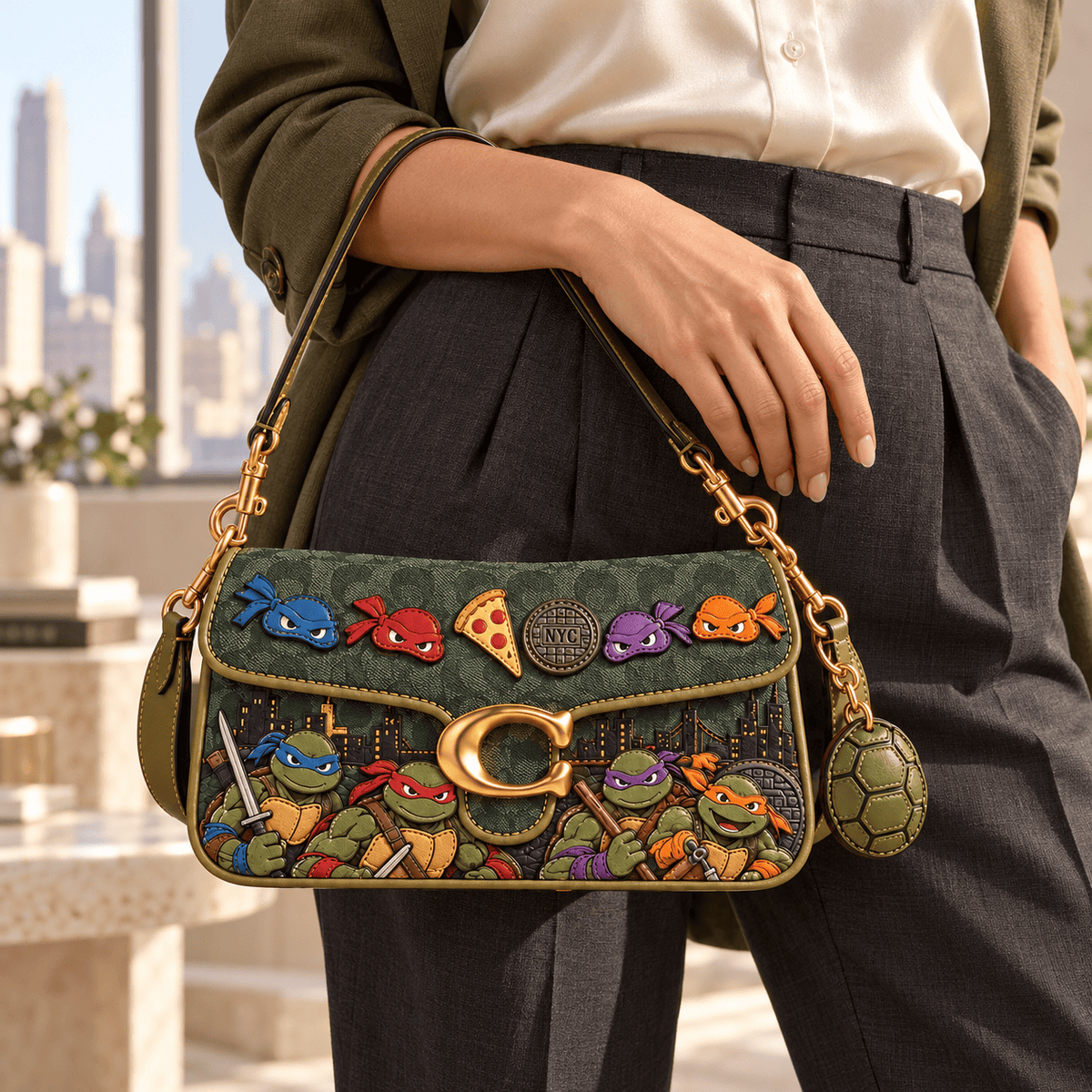 Premium NJT Coach Shoulder Cross With Charm NPL
