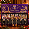 LSU Premium Sculpted Crystal Wine Glass Collector Set TTNL